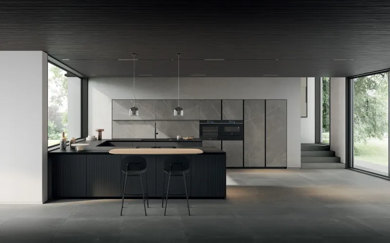 Glass kitchen — linear fronts